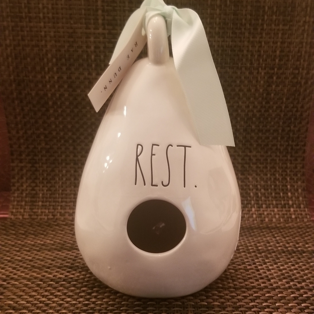 Rae Dunn "Rest" Teardrop Ceramic Birdhouse. NWT.